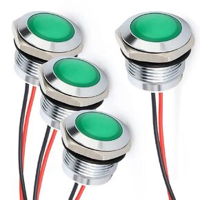4pcs 110V 20mA Energy Saving Indicator Metal Indicator Lamp Waterproof Signal Lamp Hole Size 16mm Red LED (Spherical Surface Head)