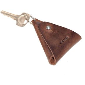 Hide & Drink, Leather Triangular Coin Keychain/Key Ring/Holder/Pouch/Case/Accessories, Handmade Includes 101 Year Warranty :: Bourbon Brown