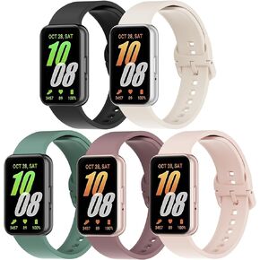 5 Pack Silicone Band Compatible with Samsung Galaxy Fit 3, Soft Adjustable Sport Breathable Replacement Watch Strap Loop for Galaxy Fit 3 SM-R390 Smartwatch Accessories