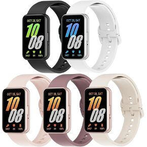 5 Pack Silicone Band Compatible with Samsung Galaxy Fit 3, Soft Adjustable Sport Breathable Replacement Watch Strap Loop for Galaxy Fit 3 SM-R390 Smartwatch Accessories