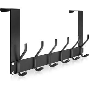 Foldable Over The Door Hook,No Assembly Required Door Hanger Hook, Sturdy Over The Door Coat Rack, Skidproof Over Door Hanger Door Hooks for Hanging Clothes, Towels, Hats, Backpack,Matte Black