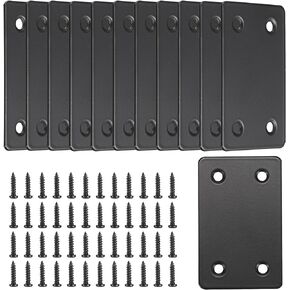 Sumnacon Mending Plate-12Pcs Stainless Steel Flat Plates with Screws,2.4 x 1.5 Inch Sturdy Metal Flat Straight Brace Bracket, Silver Metal Brace for Wood Furniture Cabinet Shelf Repair Fix Join