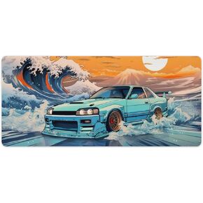 Large Desk Mats on Top of Desks Pad Big Mousepads Gaming Cool Mouse Pads for Desktop Office Supplies Accessories R33 Great Wave Japanese JDM Car 35.4 x 15.7 inch