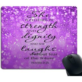 Smooffly Proverbs 31:25 Mouse Pad,Bible Verse Gold Sparkles Glitter Pattern Mouse Pad