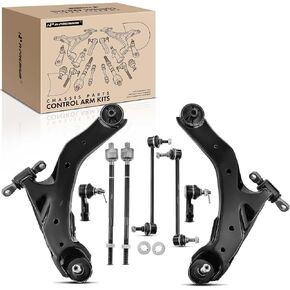 A-Premium Set of 8, Front Lower Control Arm, Sway Bar Link, Inner Outer Tie Rod End, Compatible with Kia Spectra 2005-2009, Spectra5 2005-2009, L4 2.0L