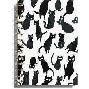 Cat Notebook - Cat Journal, Cat Gift Journal, Cat Office Supplies Spiral Notebook, Black Cat Spiral Notebook, 5.5x8.3 Inches