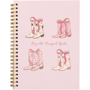 Pink Notebook,Coquette Preppy Cowgirl Journal Notebook,Trendy Boots Bow Notebook for Teen Girls Women School Student Teacher,Hardcover Spiral Notebook 5.5x8.3