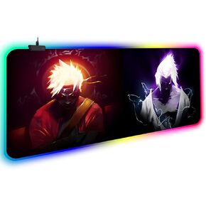 RGB Mouse Pad, Anime Mouse Pad,Large LED Gaming Mousepad with 14 Lighting Modes Holiday Gifts for Boys and Girls， 31.5×15.7×0.16in Anti-Slip Rubber Base with Waterproof Coating