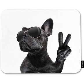 Beabes French Bulldog Square Mousepads Desktop Notebook Mouse Mat Fashion Puppy Bulldog Victory Fingers Mouse Pads for Working and Gaming Office Accessories Desk 9.5X7.9 Inch
