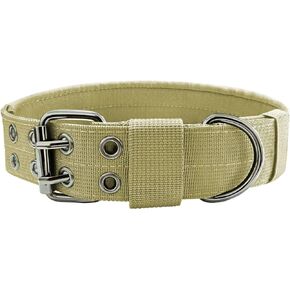 Heavy Duty Dog Collar for Large Dogs, Tactical Dog Collars with Metal Buckle & D Ring, 1.5" Width Thick Adjustable Nylon Collar for Medium Dogs, Black/L