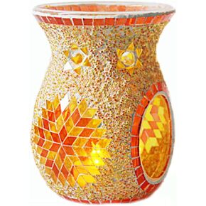 Essential Oil Burner Mosaic Glass Wax Melt Burners, MIATTCLD Aromatherapy Aroma Diffuser Tealight Candle Holder, Home Decor for Table Centerpieces, Christmas Housewarming Gift