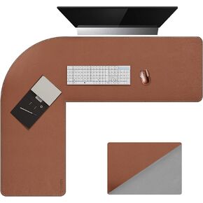 L-Shaped Desk Pad, Dual Sided Corner Desk Mat (57.1"+ 57.1") x 19.7", Computer Office Mouse pad Writing Table Pad for Home Office - Black