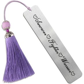 Survivor Fighter Warrior, Metal Bookmark, Engraved Bookmark, Cancer Survivor, Cancer Fighter, Teacher Gift, Book Club Gift for Women Men Book Lover Friends Librarian