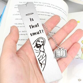 is That Smutt Jesus Funny Bookmark Smut Bookmark Smutty Book Mark Dirty Stainless Steel Peeking Jesus Bookmark for Women Gifts Book Covers and Book Accessories