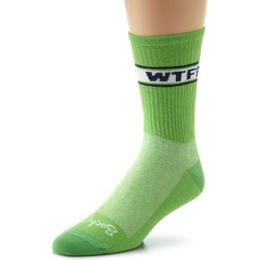SockGuy Men's WTF Socks, Green, Sock Size:10-13/Shoe Size: 6-12