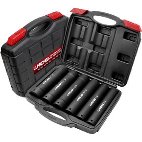LLNDEI 1/2 Inch Drive Extended Length Impact Socket Set， 6PCS Extra Deep Socket Set Include Sizes 3/4", 7/8", 15/16", 1-1/16", 1-1/8", 1-1/4" for high torque use