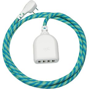360 موطن كهربائي 4.8، سلك تمديد USB بطول 6 أقدام و4 منافذ، غلاف مجدول متين، حقول الخشخاش، 4.8 أمبير، كابل شاحن USB، محطة شحن USB Hub لشريط الطاقة لـ USB C، iPhone، Tablet، Android in Saudi Arabia