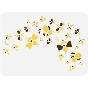 FINGERINSPIRE Bee Painting Stencil 8.3x11.7inch Reusable Flying Bumblebee Pattern Drawing Template DIY Art Swarm of Bees Decoration Stencil for Painting on Wood Wall Fabric Furniture