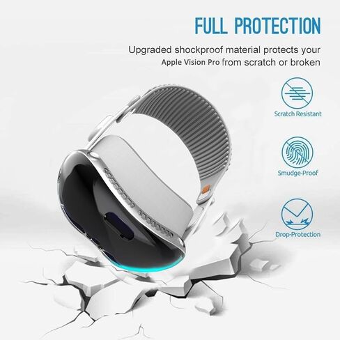 غطاء حماية مطور متوافق مع نظارات Apple Vision Pro VR، حافظة حماية شاملة من مادة TPU HD، غطاء متين رفيع للغاية لواقي شاشة Apple Vision Pro (شفاف) in Saudi Arabia