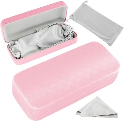 Hard Shell Eyeglass Case, Glass Case With Cleaning bag Cloth, Large Portable Sunglasses Case for men women in Saudi Arabia