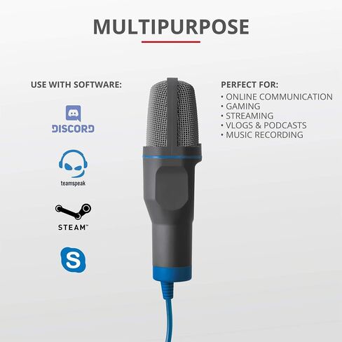 Trust 21672 Madell Microphone and Stand for PC and Laptop with 3.5 mm Plug Black, 21.0 cm*6.0 cm*7.0 cm in Saudi Arabia