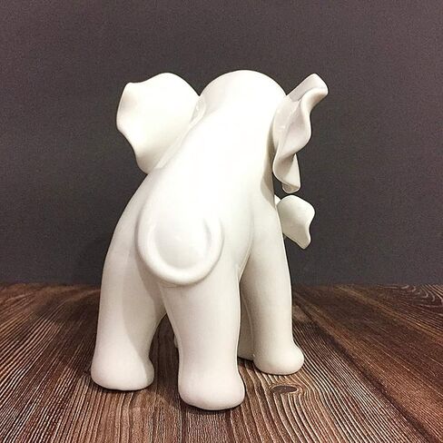 Anding Home Decoration White Porcelain Mother and Baby Elephant Statue/Figurine in High Gloss Finish in Kuwait