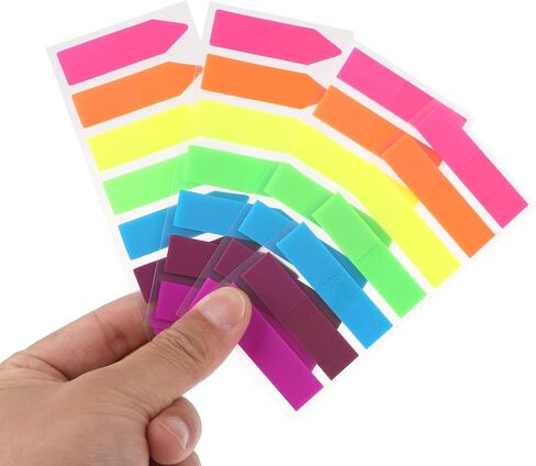 1120pcs Arrow Sticky Note Tabs Index Tabs Page Markers, Transparent Arrow Flags Tabs for Page Marking, Small Sticky Fluorescent Index Tabs Notes Flags Stickers for Notebooks, Fluorescent Color in Saudi Arabia