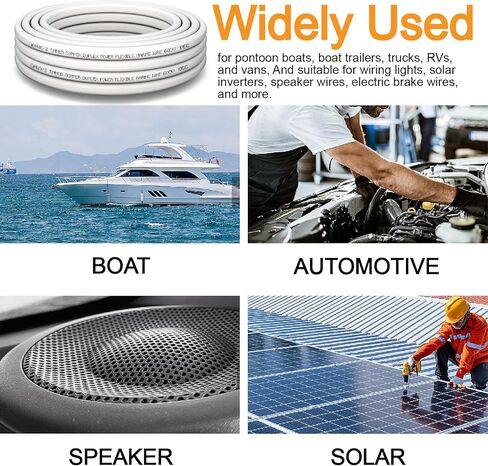 10 Gauge Duplex Marine Wire Tinned Copper Boat Wire,20FT 10/2 AWG Standard USA OFC Oxygen Free Copper Wire with 4 PCS 40A Fuse Holder,Lugs Terminal Connectors and 3 :1 Heat Shrink Tube in Saudi Arabia