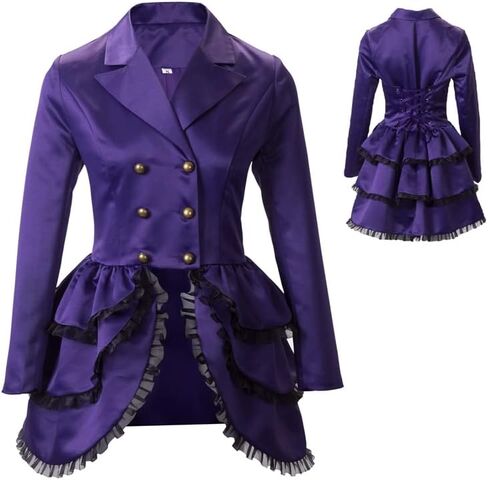 Vintage Gothic Victorian Women's Tuxedo Jacket Steampunk Costume Layered Dress Coat in Saudi Arabia