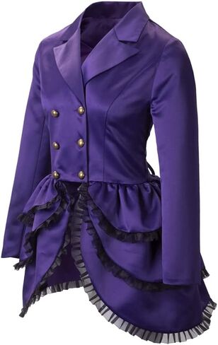 Vintage Gothic Victorian Women's Tuxedo Jacket Steampunk Costume Layered Dress Coat in Saudi Arabia