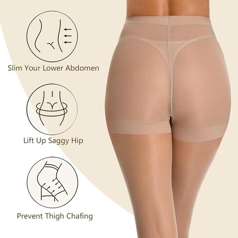 جوارب طويلة نسائية شفافة 10D، جوارب طويلة شفافة للغاية للنساء مع أصابع معززة، 3 أزواج in Kuwait