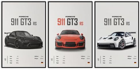 VejiA Car Poster Canvas Wall Art 911 GT Turbo Posters For Men Bedroom Aesthetics Decor (12x18, Unframed 01) in Saudi Arabia