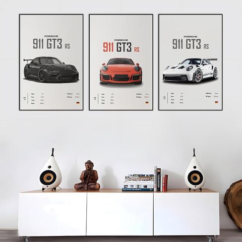 VejiA Car Poster Canvas Wall Art 911 GT Turbo Posters For Men Bedroom Aesthetics Decor (12x18, Unframed 01) in Saudi Arabia