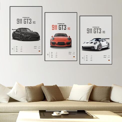 VejiA Car Poster Canvas Wall Art 911 GT Turbo Posters For Men Bedroom Aesthetics Decor (12x18, Unframed 01) in Saudi Arabia