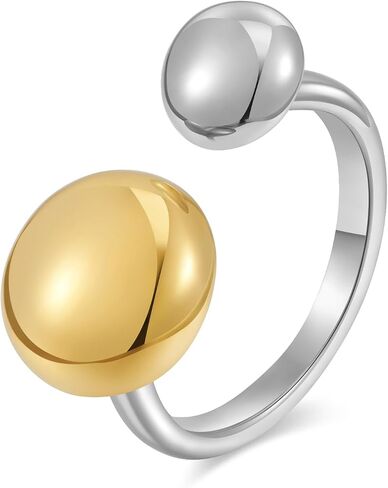 HolidayQbee Tear Drop Ring For Women Two Tone Ring Gold And Silver Rings Dome Ring Fashion Jewelry For You To Choose in Saudi Arabia