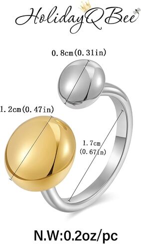 HolidayQbee Tear Drop Ring For Women Two Tone Ring Gold And Silver Rings Dome Ring Fashion Jewelry For You To Choose in Saudi Arabia