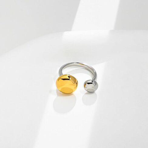HolidayQbee Tear Drop Ring For Women Two Tone Ring Gold And Silver Rings Dome Ring Fashion Jewelry For You To Choose in Saudi Arabia