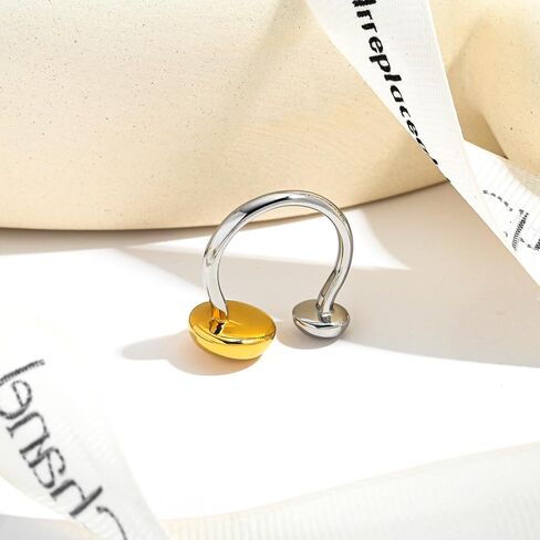 HolidayQbee Tear Drop Ring For Women Two Tone Ring Gold And Silver Rings Dome Ring Fashion Jewelry For You To Choose in Saudi Arabia