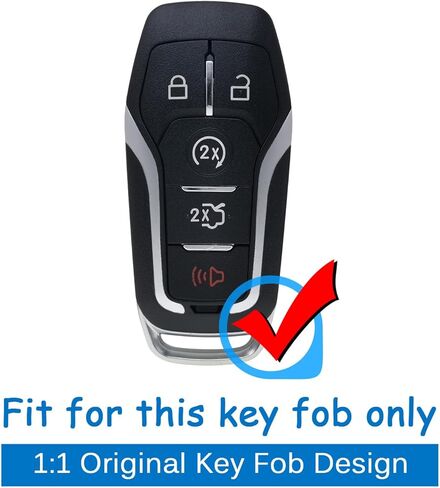 Silicone Key Fob Cover Remote Keyless Case Protector Compatible with Ford Edge Explorer F-150 F-250 Super Duty F-350 Super Duty Fusion Mustang Lincoln MKX 2013-2018 - 5 Buttons (Black + Grey) in Saudi Arabia
