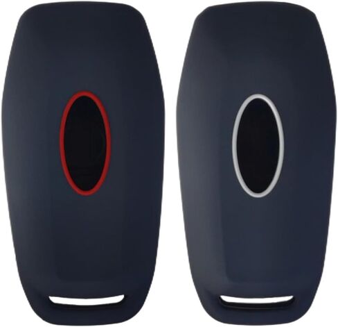 Silicone Key Fob Cover Remote Keyless Case Protector Compatible with Ford Edge Explorer F-150 F-250 Super Duty F-350 Super Duty Fusion Mustang Lincoln MKX 2013-2018 - 5 Buttons (Black + Grey) in Saudi Arabia