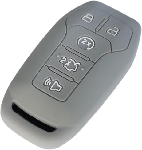 Silicone Key Fob Cover Remote Keyless Case Protector Compatible with Ford Edge Explorer F-150 F-250 Super Duty F-350 Super Duty Fusion Mustang Lincoln MKX 2013-2018 - 5 Buttons (Black + Grey) in Kuwait