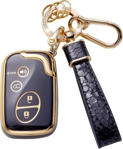 لغطاء مفتاح Lexus Key Fob مع حبل سلسلة المفاتيح، حماية حافظة المفاتيح تناسب Lexus ES350 GS300 GS430 GS450h GS460 is F IS250 IS350 LS460 LX570 RX350 حامل حماية المفتاح الذكي، أبيض in Kuwait
