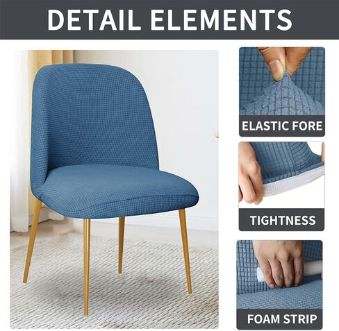 2 Pcs Dining Chair Covers Soft Stretch Slipcover Polyester Armless Curved Back Kitchen Chair Slipcovers Protector for Living Room and Bedroom in Saudi Arabia