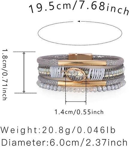 Leather Wrap Bracelet for Women Boho Style Braided Bracelets Multi Layered Cuff Bangles Bracelet Crystal Bead Bracelet Trendy Bracelets Jewelry Gifts for Women Girls in Saudi Arabia