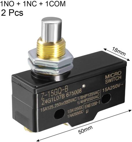 uxcell 2PCS Z-15GQ-B 1NO + 1NC Panel Mount Snap Button Type Micro Limit Switch, Screw Terminal in Saudi Arabia
