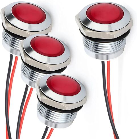 4pcs 110V 20mA Energy Saving Indicator Metal Indicator Lamp Waterproof Signal Lamp Hole Size 16mm Red LED (Spherical Surface Head) in Saudi Arabia