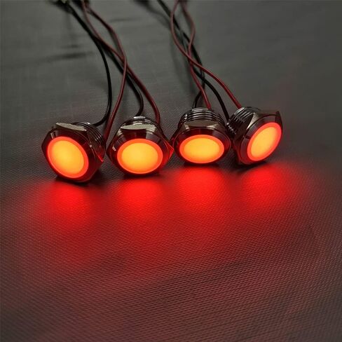 4pcs 110V 20mA Energy Saving Indicator Metal Indicator Lamp Waterproof Signal Lamp Hole Size 16mm Red LED (Spherical Surface Head) in Saudi Arabia
