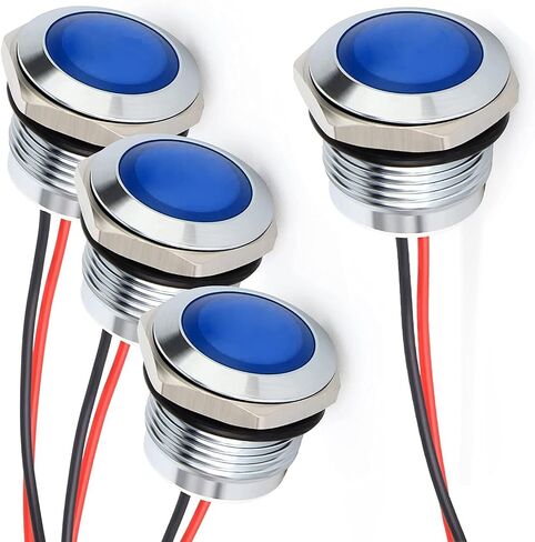 4pcs 110V 20mA Energy Saving Indicator Metal Indicator Lamp Waterproof Signal Lamp Hole Size 16mm Red LED (Spherical Surface Head) in Saudi Arabia