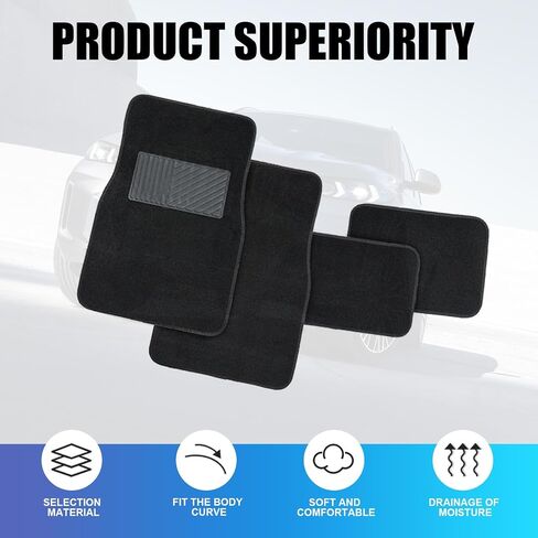 Pack-4 Car Carpet Floor Mats, 25.5" x 17.1" + 11.8" x 17.1" PVC Flame-Retardant Anti-Slip Protective Mat, for All-encompassing Floor Pads, Universal for Most Cars SUVs (Black) in Saudi Arabia