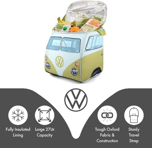 Volkswagen Large Soft Sided Cooler Bag - Collapsible Insulated Picnic Lunch Bag with Adjustable Strap (30 Liter) - VW Bus Accessories in Saudi Arabia